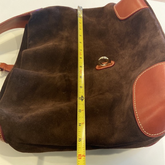 Dooney & Bourke brown suede & chestnut leather shoulder bag w/ wallet & key fob - Picture 16 of 16